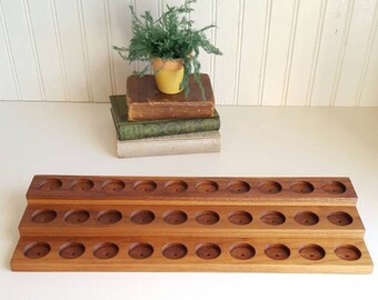 Walnut Essential Oil Rack 3 Tier 30 Bottle 15ml Riser Display Organizer 100% VOC Free Tung Oil Gift