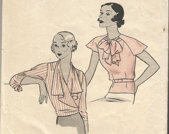 Vintage Reproduction Pattern 1930s 30s Hollywood number 698 Bust 36 Blouse