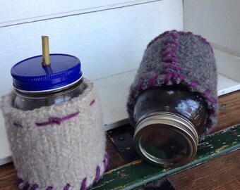 Mason jar coozie, mason jar cozy, mason jar sweater, bulk shopping, zero waste, bring your own, jar sleeve, jar insulation, quart jar, pint