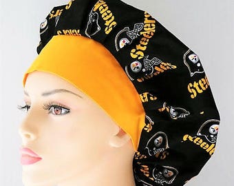 Pittsbrg Steelers Scrub Hat-Bouffant Surgical Scrub Hat-NFL Scrub Hat-Scrub Hats-Scrub Caps-Medical Scrub Hat-Womens Scrub Hats-Team Sports