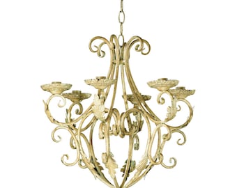 Royalty Outdoor Wrought Iron Chandelier - Hanging Candle Holder