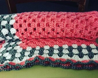 Crocheted Granny square baby blanket