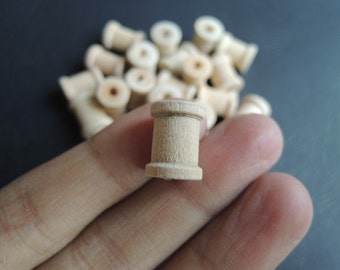 24 pcs mini 14x10mm Wood spools wood bead (W763)