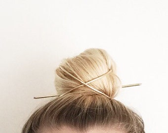 Bun Cage - Brass Top Knot Cage and Pin, Copper Top Knot Cage and Pin