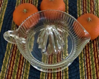 Citrus juicer clear glass reamer vintage large