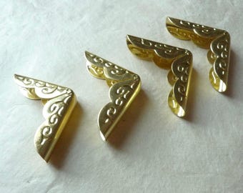 4 pcs gold-tone metal book corners, book protecter, album embellishments, menu corners, bookbinding supply