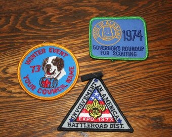1970's Boy Scout Patches - Lot of 3, Vintage Boy Scout Patches, Boy Scouts Memorabilia, Scout Patch Collector Gift, Boy Scouts