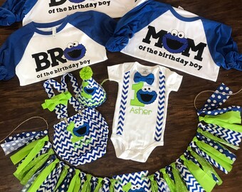 Cookie Monster Cake smash outfit, Cookie Monster birthday outfit. Cookie Monster party