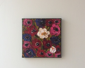 Stunning Contemporary Anemone Palette Knife oil painting on canvas