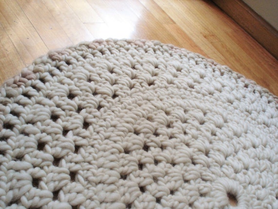WOOL RUG Area Rug Crochet Rug Round Knitted Rug Chunky Wool