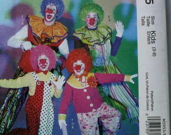 Mccall's M5955 Girls, Boys Clown Costume Sewing Pattern New/Uncut Size (3-8)