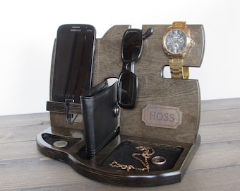 Desk Organizer Docking Station Charging Station Phone Stand Gifts for Dad Fathers Day Gift Mens birthday gift for husband Gift for Men tech