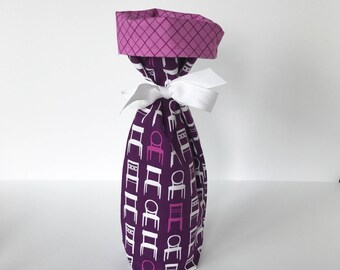 Wine Gift Bag - Laurie Wisbrun purple Tufted Tweets