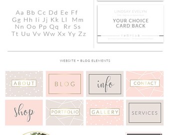 Premade Branding Kit, Photography Logo Set Watermark, Handwritten initials, Gold Initials Signature / Rose Gold Logo Design Stamp Logo 55