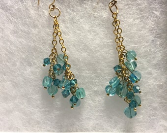 Aquamarine and Swarovski crystal earrings