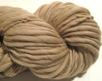 Super Bulky Handspun Yarn, Cafe Au Lait 60 yds, brown yarn, tan yarn, camel yarn merino wool yarn knitting supplies crochet doll hair
