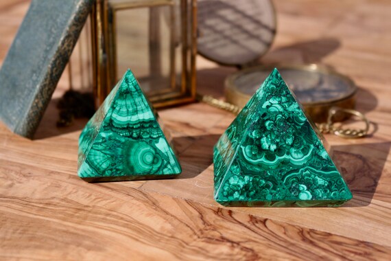 Premium Quality Malachite Pyramids 2.30", XL & Large Malachite Pyramid, Polished Malachite, Green Crystal Pyramid, Large Malachite Triangle