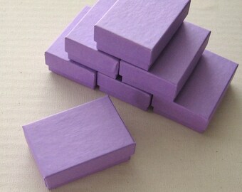 10 Purple Cotton Filled Jewelry Boxes High Quality 2 1/2 x 1 3/4 x 15/16 inches - Small