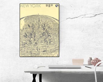 Manhattan map, 1982.Pictorial map of Manhattan, Manhattan print, Manhattan poster, NYC Manhattan art print.