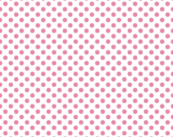 Hot Pink Small Dots on White Fabric by Riley Blake Designs - by the Yard - 1 Yard - C480-70