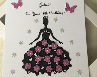 Handmade Personalised Boxed Card Birthday Prom Daughter Sister Wife Friend Granddaughter 16 18 21