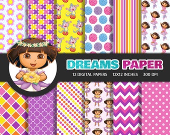 Dora - Digital Paper + Free Clipart