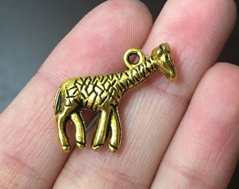 10 Gold Giraffe Charms 2-Sided Giraffe Charm Giraffes - 0407