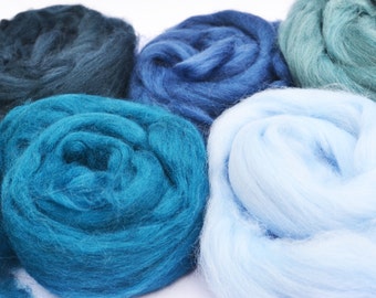 Merino wool tops, merino wool roving, felting wool, spinning wool, merino 64, wool for felting, blue merino wool, fiber, textile supplies