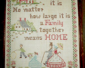 Sampler - Cross Stitch Embroidery Sampler - Vintage