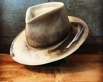 One of a kind hat, handmade custom hat wide brim fedora hat
