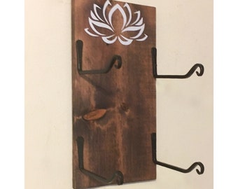 Yoga Mat Holder - Yoga Gift - Yoga Accessory - Yoga Decor - Lotus - Namaste - Double Mat Holder - Workout Organizer - Workout Room - Yoga R