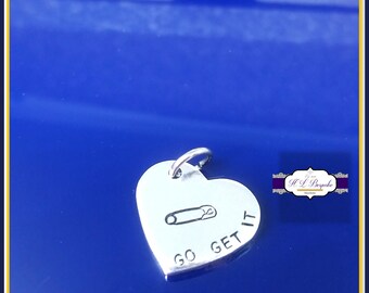 Personalised Safety Pin Charm - Safety Pin Movement - Solidarity Gift - Go Get It - Stronger Together Charm - Solidarity Pin - Strength Gift