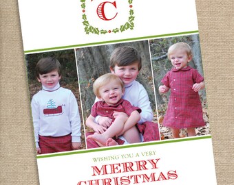 Holly Christmas Photo card