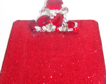 Red Rhinestone and Glitter Clipboard