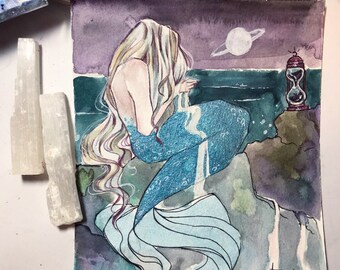 Retrograde - Mermay Watercolor Illustration