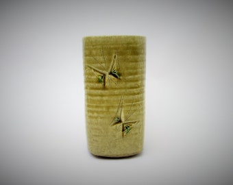 Japanese Fine art ceramics.Kiseto glaze Vase.by Shou Kato.Vintage Japanese Pottery.1970s.#va18.msjapan