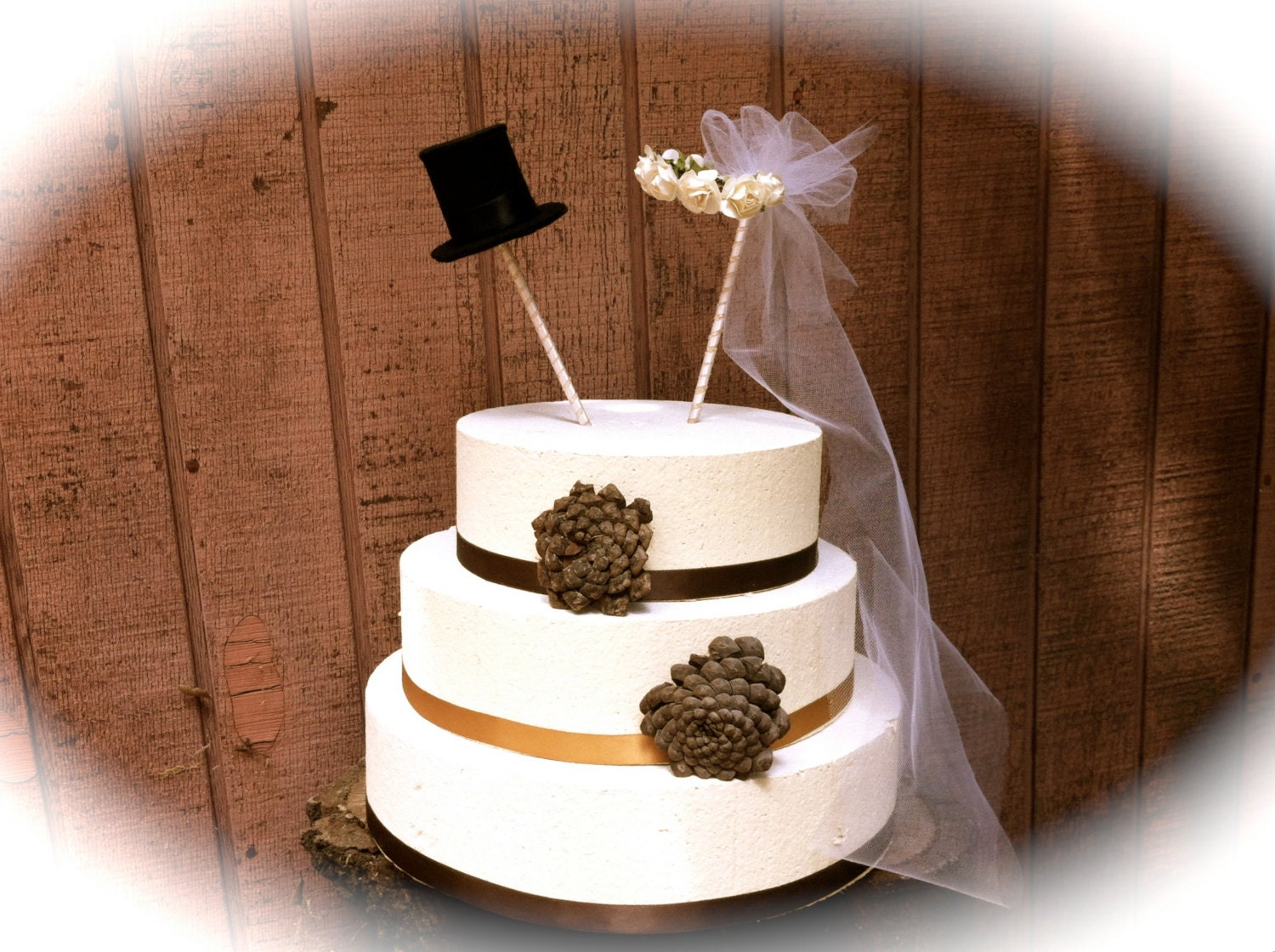 Rustic Wedding Cake Topper Bride Groom Cake Topper Rustic chic wedding cake topper