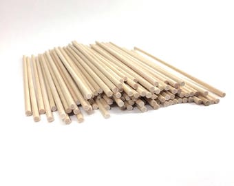 50 ct 1/8" x 6" Natural Wood Dowel Rods Thin | Lollipop Sticks | Baking Sticks