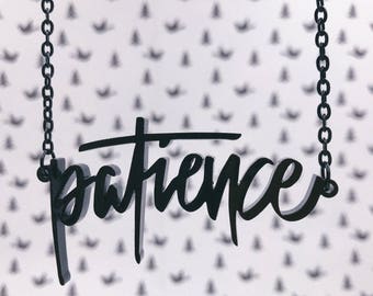 Patience Acrylic Laser-cut Typography Necklace