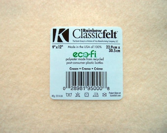 Felt - Cream - Kunin Eco Rainbow Classic Felt Made from Recycled Plastic Bottles Eco-Fi Eco Friendly Recycled Polyester