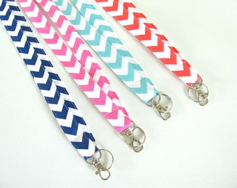 Chevron ID Badge Lanyard, Keychain, Fabric Lanyard Badge Holder - Teacher gift