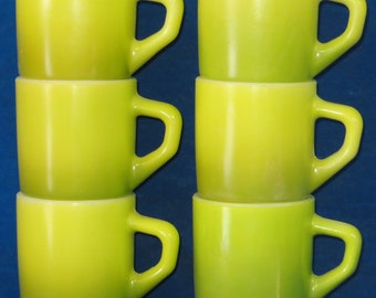 6 Vintage Fire-King lime green cups