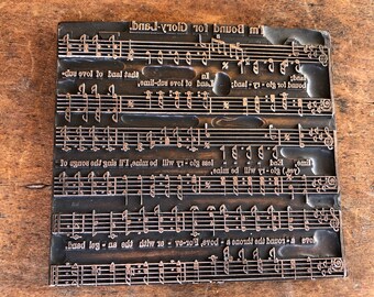ONE short Antique Letterpress Printers Electrotype Music Plate