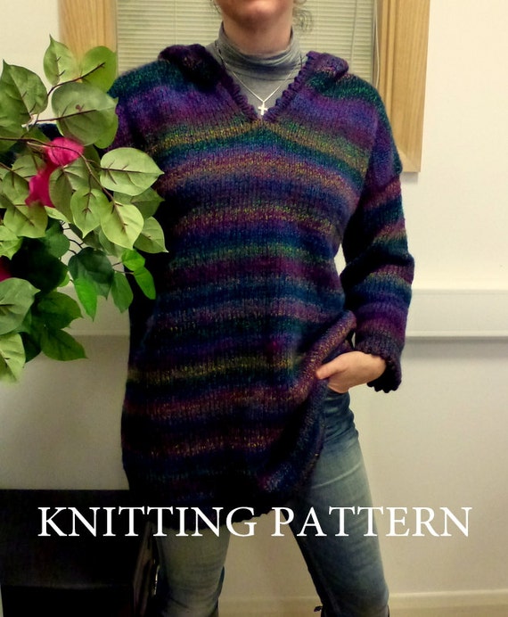 Slouchy Hooded Sweater Knitting PDF Pattern