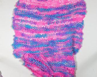 Knitted merino Scarf-Pink/Blue