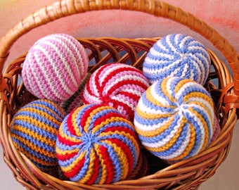 Waldorf Inspired Colorful Balls Wool Rainbow Balls Organic Ball Baby Toy Balls Knit Wool Waldorf Toys Montessori Balls Knitted Sensory Balls