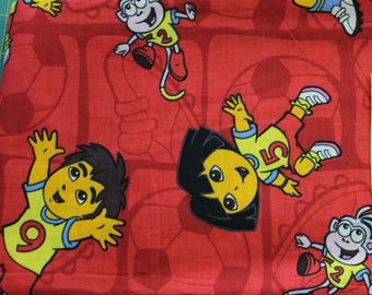 Dora & Diego Soccer 100% cotton fabric Viacom Int.