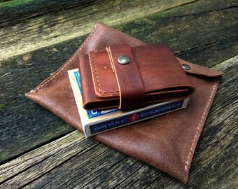 Cribbage board -Travel cribbage board - handmade folding travel cribbage - Leather wood cribbage board - Mini cribbage - Personalized gift