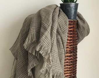 Boho throw blanket-Bed throw linen-Duplex 100% Linen Throw Blanket-Bed Cover-eco friendly gift-linen throw fringes-soft natural bedspread