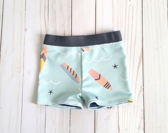 Little Surfer Boy Swim Shorts | Baby Boy Swimsuit | Euro Shorts | Surfboard Swimsuit | Baby Boy Swim Briefs | Boy Swim Trunks